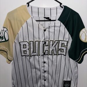 NBA Bucks White and Green Jersey